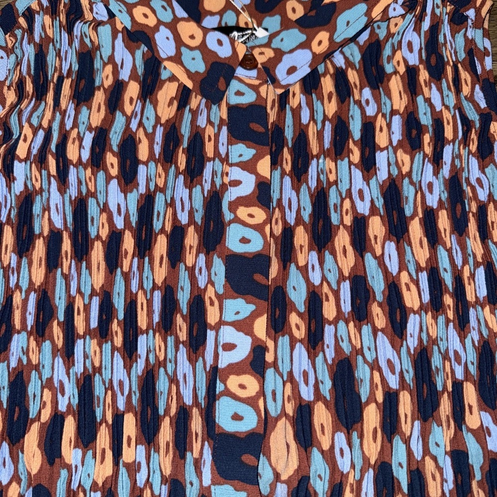 NWT Wildfang Retro Floral Cinnamon Empowered Plisse Sleeveless Button Up Size S - Picture 2 of 4